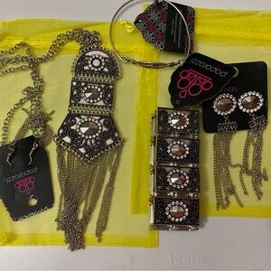 Paparazzi Silver and Black Statement Jewelry Set